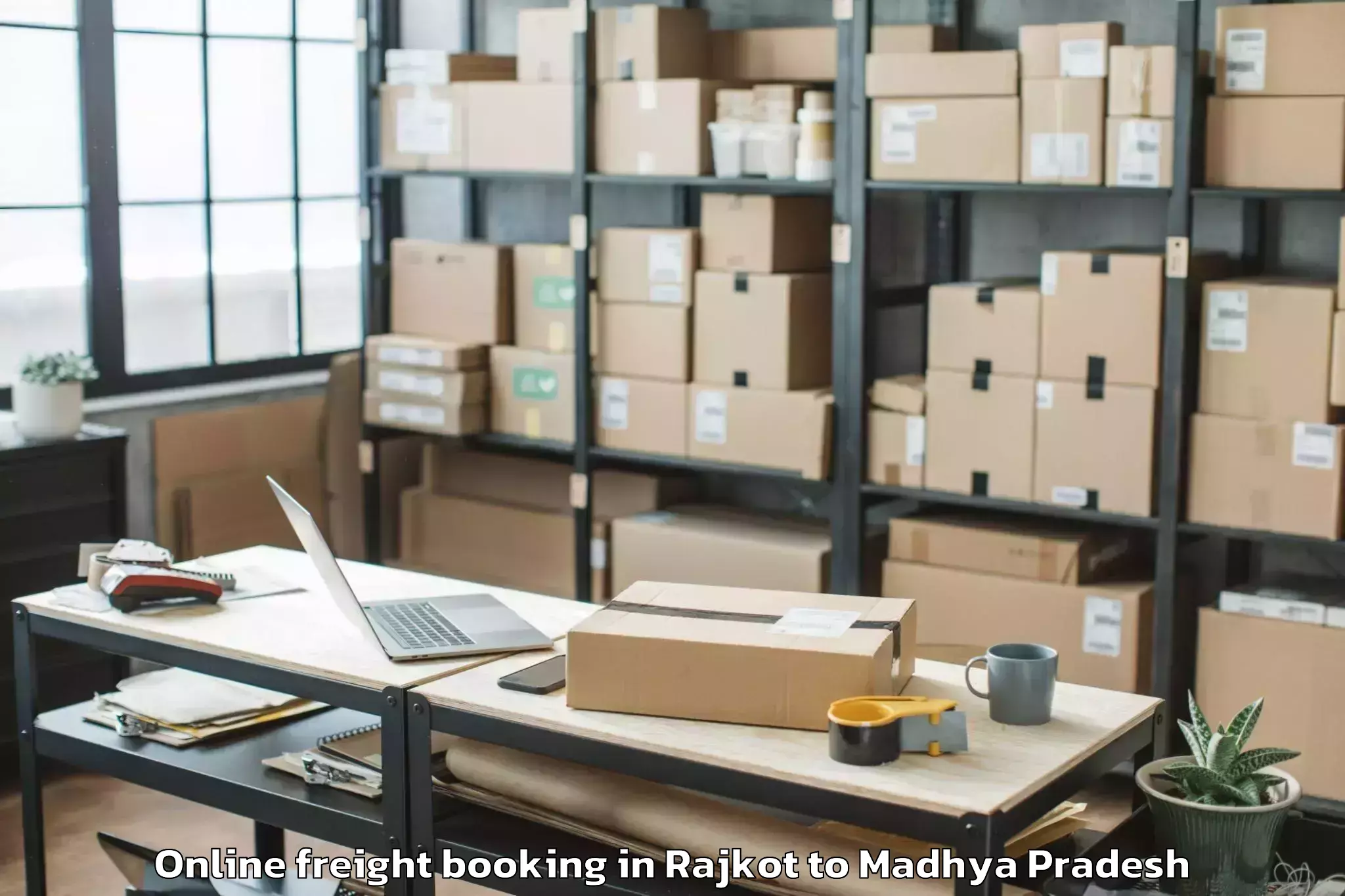 Reliable Rajkot to Khilchipur Online Freight Booking